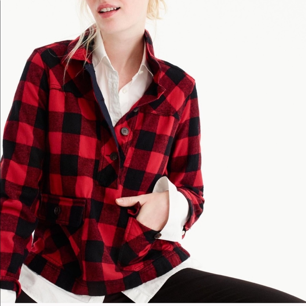 J.Crew Buffalo Plaid Pullover Sz S EUC
